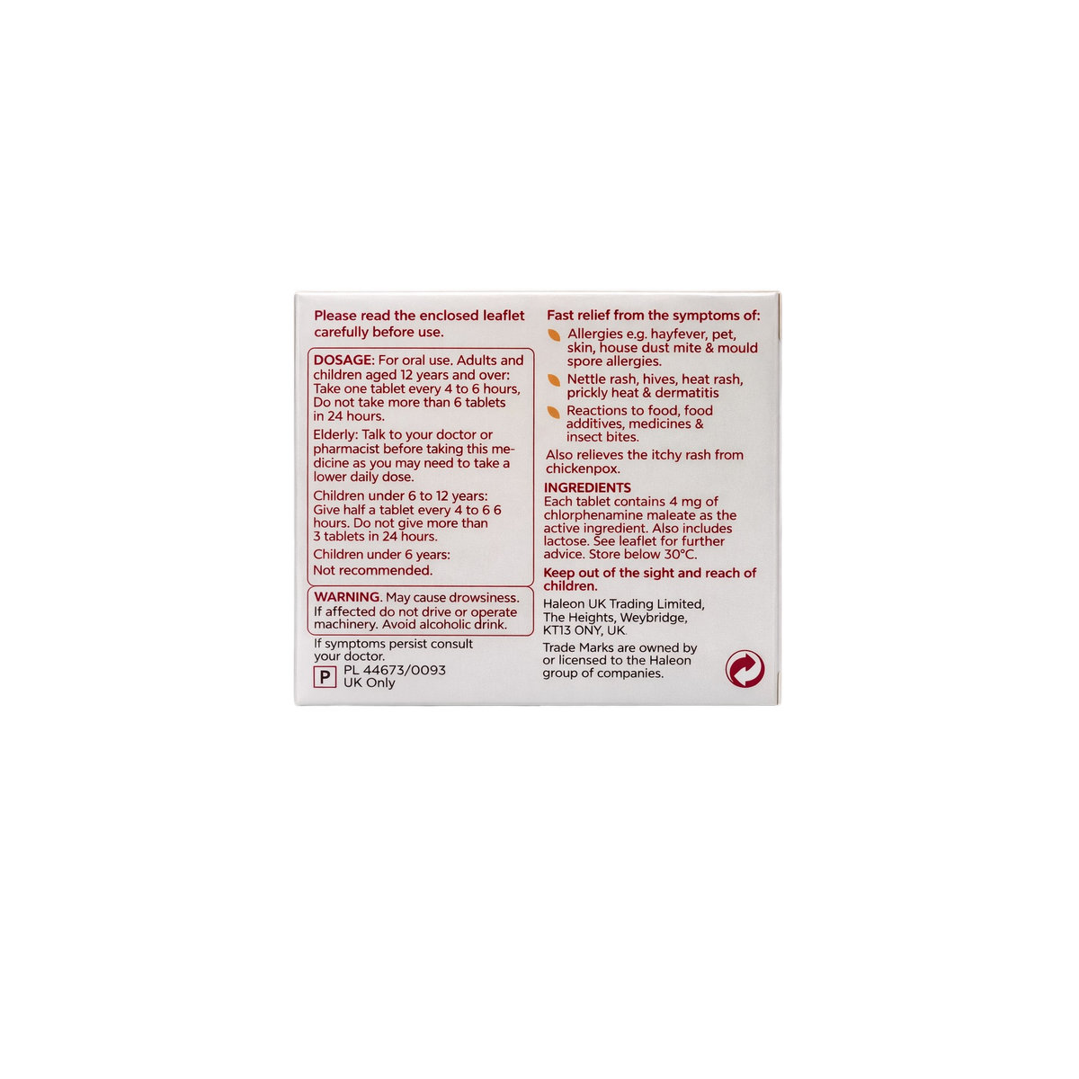 Piriteze Allergy Relief Tablets